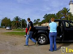 Hey, check out this fat blonde milf getting her ass fucked doggystyle by strangers 😏