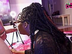 Black 28 ~ 20-Year-Old Ebony Babe Sucks White Daddy's Cock