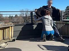 Redhead Slut Gives Fast Handjob on Roof! Boyfriend Waits Below for Bigmax8inch.