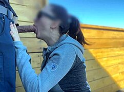 Redhead Slut Gives Fast Handjob on Roof! Boyfriend Waits Below for Bigmax8inch.