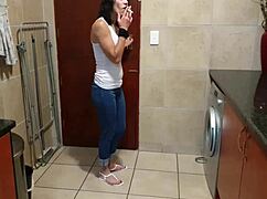 Pisswhore Pees in Jeans While Smoking and Stripping