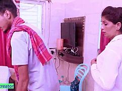 indian doctor joins wild threesome at hospital. rough banging over the bed awaits.