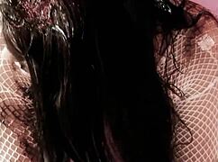 a naughty brunette and her man play with dark oil and fuck doggy style 😈