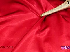 Beautiful brunette college student swallows cum in interview