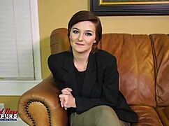 short haired kylie sucks cock and swallows cum