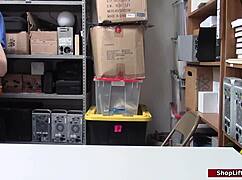 a young shoplifter gets disciplined with an officer's dick in the lingerie section