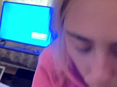 Hoodie Cumshot with European Long Hair Deepthroat Blowjob