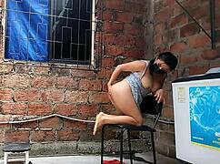 I was recording my neighbor fingering herself when she caught me