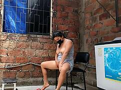 I was recording my neighbor fingering herself when she caught me