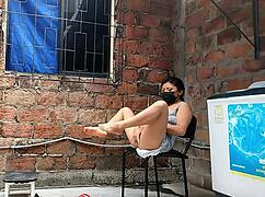 I was recording my neighbor fingering herself when she caught me