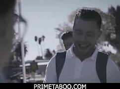 nerdy teen 18+ gets a double penetration threesome