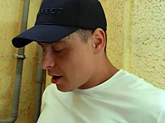 Vlogger gets sloppy bj in hallway from pretty chick with big tits, then rough fucks her outdoor with monster cock.