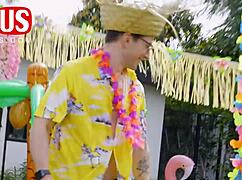 Jerkaoke summertime orgy with Madison Morgan, Rosalyn Sphinx, and more in group fucking and blowjobs