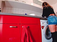 Curvy Babe Dares To Bare Big Ass In Shorts And Thong