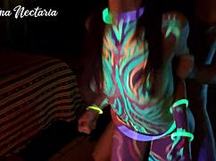 Fucked The Wild Slim Girl In Uv Light With Blowjob And Feet