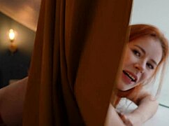 Vlogger gets sloppy bj in hallway from pretty chick with big tits, then rough fucks her outdoor with monster cock.