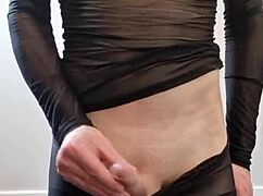 Big Tranny Cock Cumming In Pantyhose