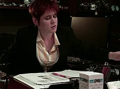 Hey, how does this rude redhead boss dominate her submissive lesbian employee?