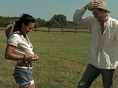 Sandra Romain fucks outdoors