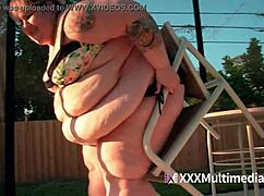 Obese ssbbw ivy davenports fat rolls stuck in chair