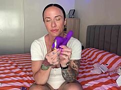 Milf reviews the Viele dildo, demonstrating its use in a solo masturbation session.