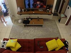 Hot Wife Recognized By Delivery Man, Lets Him Suck Her Big Tits On Living Room Sofa