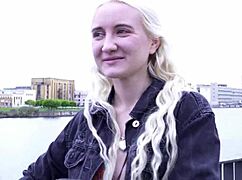 German scout picks up skinny blonde teen Daruma Rai for a casting fuck in Berlin.