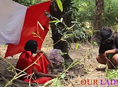 Ever seen African Christmas rituals? Foursome on BBW in the bush!