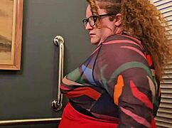 BBW Secretary Flashes in Office.