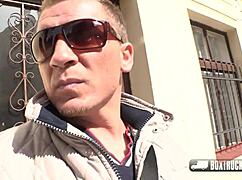 Kate Ross is getting a taste of that big cock in public.