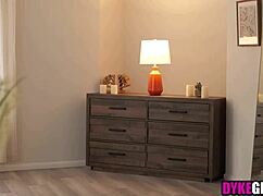 Her lesbian partner can't stop using the vibrator during scissoring and kissing.