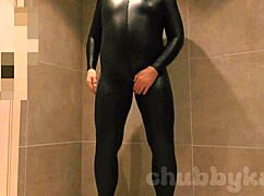 Chubbykaot in a catsuit gets really horny flashing outdoors
