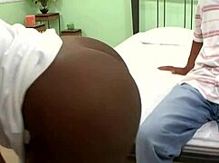 Black milf Janea Jolie sucking a giant cock feels so intense