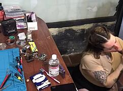 Latina blonde sucks technician's cock for payment