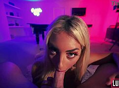 blonde bodybuilder slut hints at her tight pussy craving cum in pov.