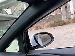 fucked a slut in public in a convertible. flashing tits and blowjob pov.
