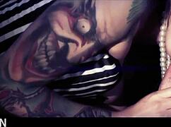 sensual fmm threesome fucking elegant brunette milf bent over in lingerie