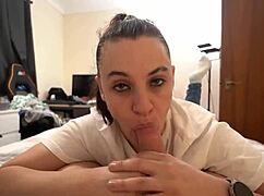 pov rimjob and blowjob from milf leads to cum in mouth