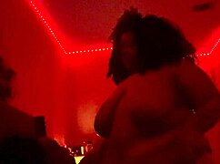 sexy bbw rides on top of muscular lesbian stud in domination