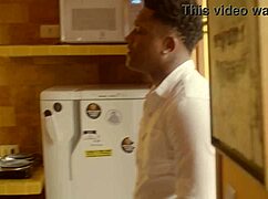 Transsexual in crossdressing outfit orgasms from big black cock anal fucking.