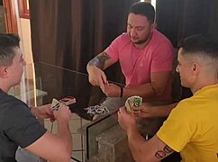 My husband invited friends for cards, and I fucked all three.