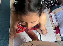 Colombian Babe Sucks Huge Cock and Swallows Cum