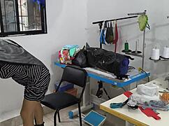 indian seamstress masturbates deliciously in the clothing workshop