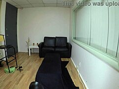 Blonde skinny slut gags on cock in hardcore anal