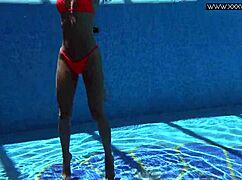 Very hot russian pornstar mary kalisy poses in bikini lingerie by pool underwater nude outdoor shower