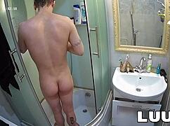 Luuv takes quick shower before sex on camera