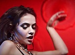 Alex Angel leads a bold lesbian threesome in the bathroom with dancing and kissing