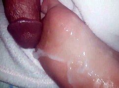 i messed up and shot my jizz all over her oiled feet, oh no