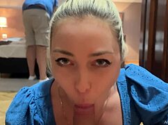 stepbrother catches me blowing guy, joins in, both cum on my face