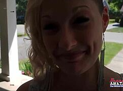 Horny Blonde Rikki Bent Over For Twat Banging And Cum Facial